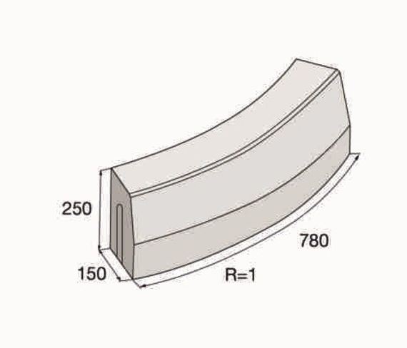 Obrubník cestný oblúkový  15x25x78 - vonkajší  r=2,0m  