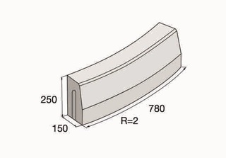 Obrubník cestný oblúkový  15x25x78 - vonkajší  r=1,0m  
